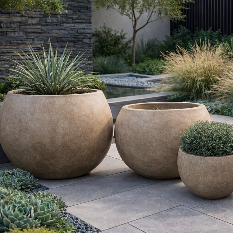 Rustic Bowl Planter - Sand