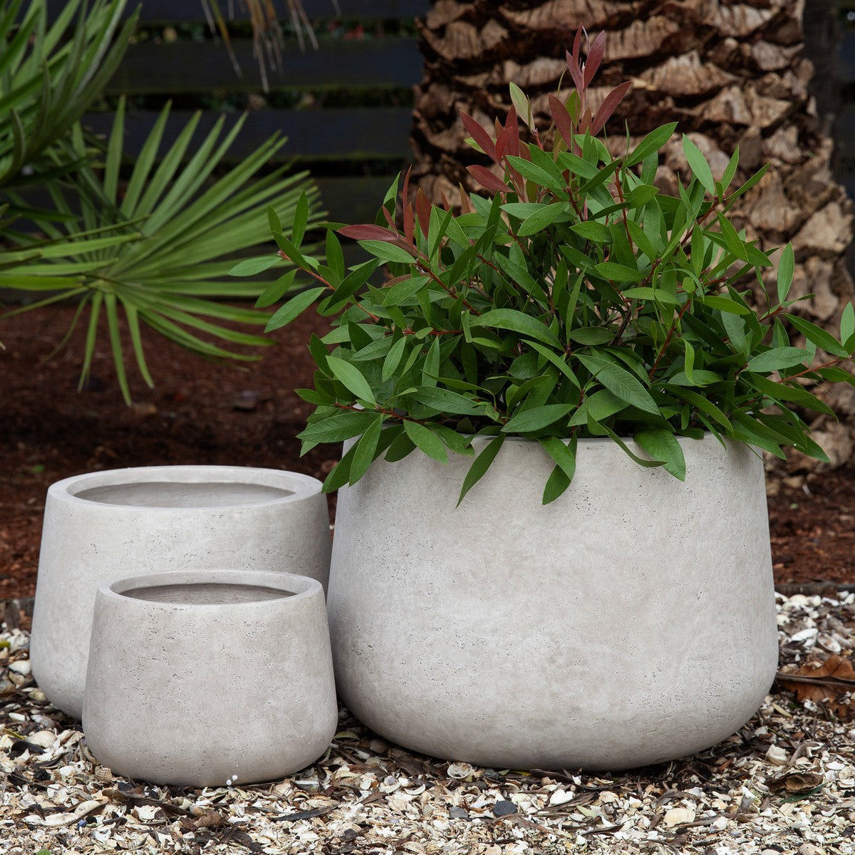 Rustic Short Bowl Planter - Stonelite / Fibreclay