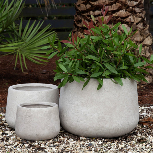 Rustic Short Bowl Planter - Stonelite / Fibreclay