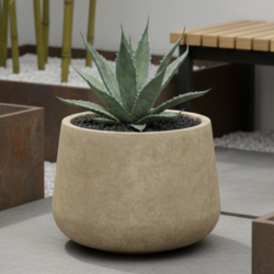 Rustic Short Bowl Planter - Sand