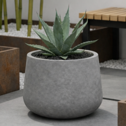 Rustic Short Bowl Planter - Dark Grey
