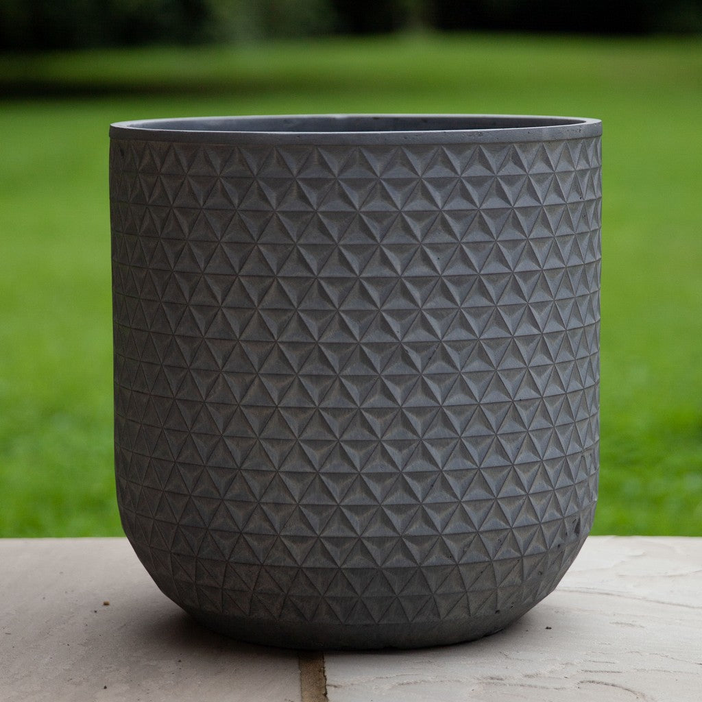 Patterned Geometric Planter - Dark Grey - Stonelite / Fibreclay