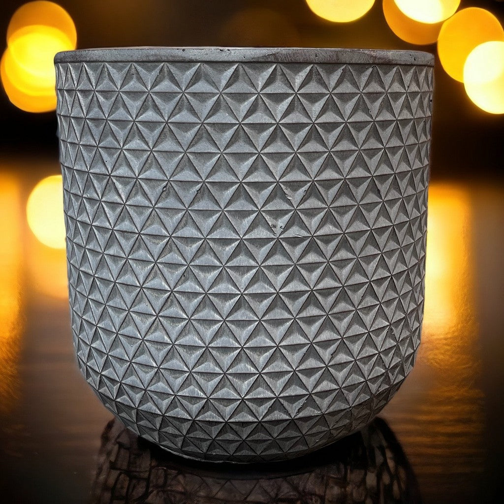 Patterned Geometric Planter - Dark Grey - Stonelite / Fibreclay