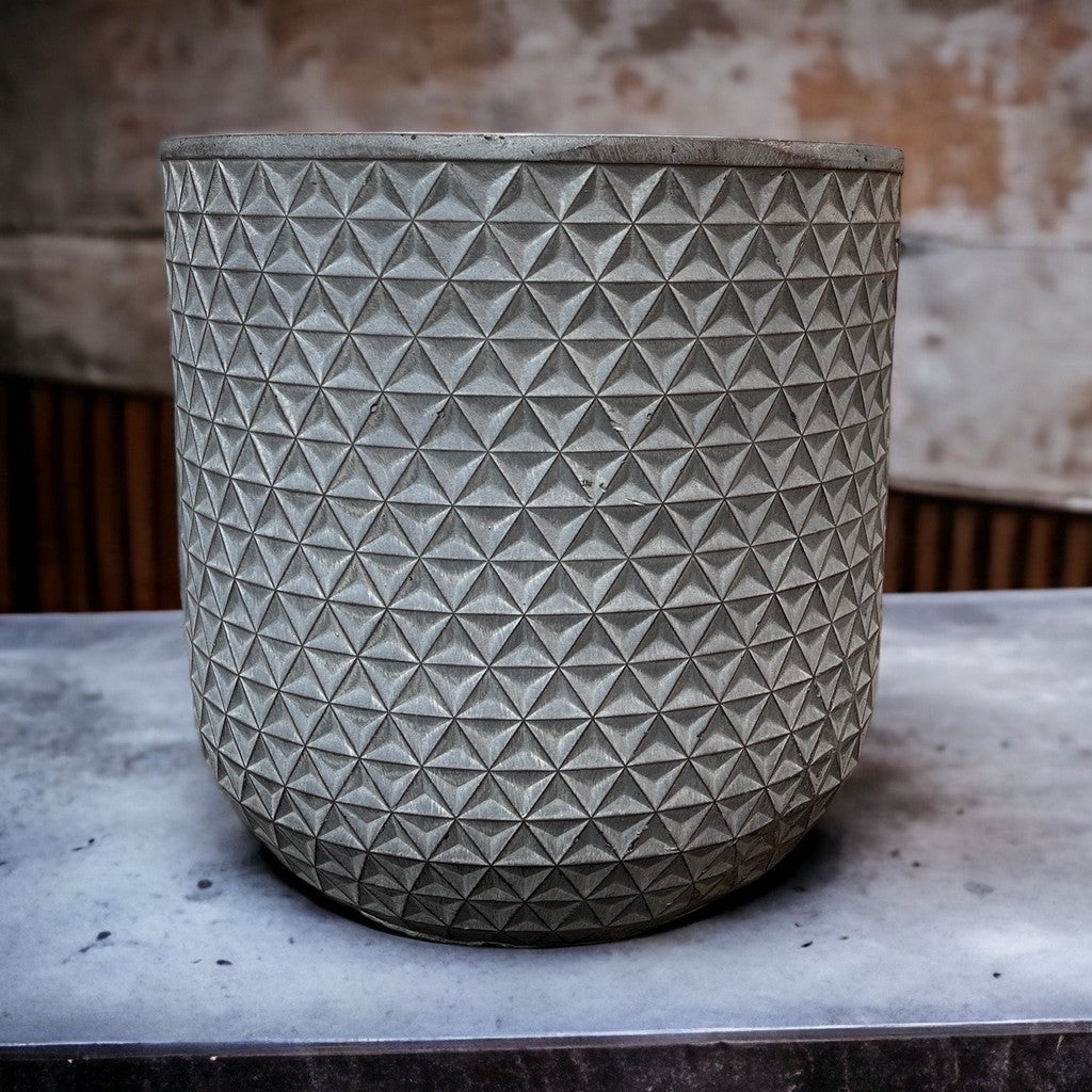 Patterned Geometric Planter - Dark Grey - Stonelite / Fibreclay