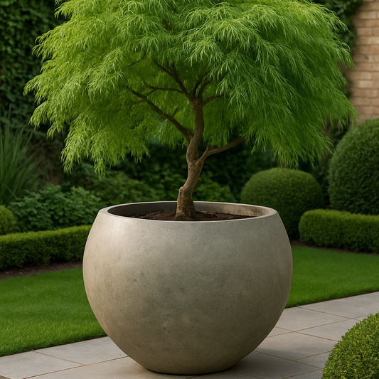 Rustic Bowl Planter - Dark Grey