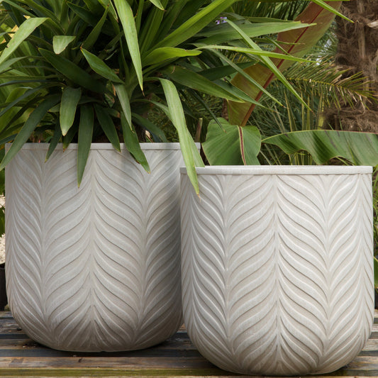 Patterned Fern Planter - Ivory