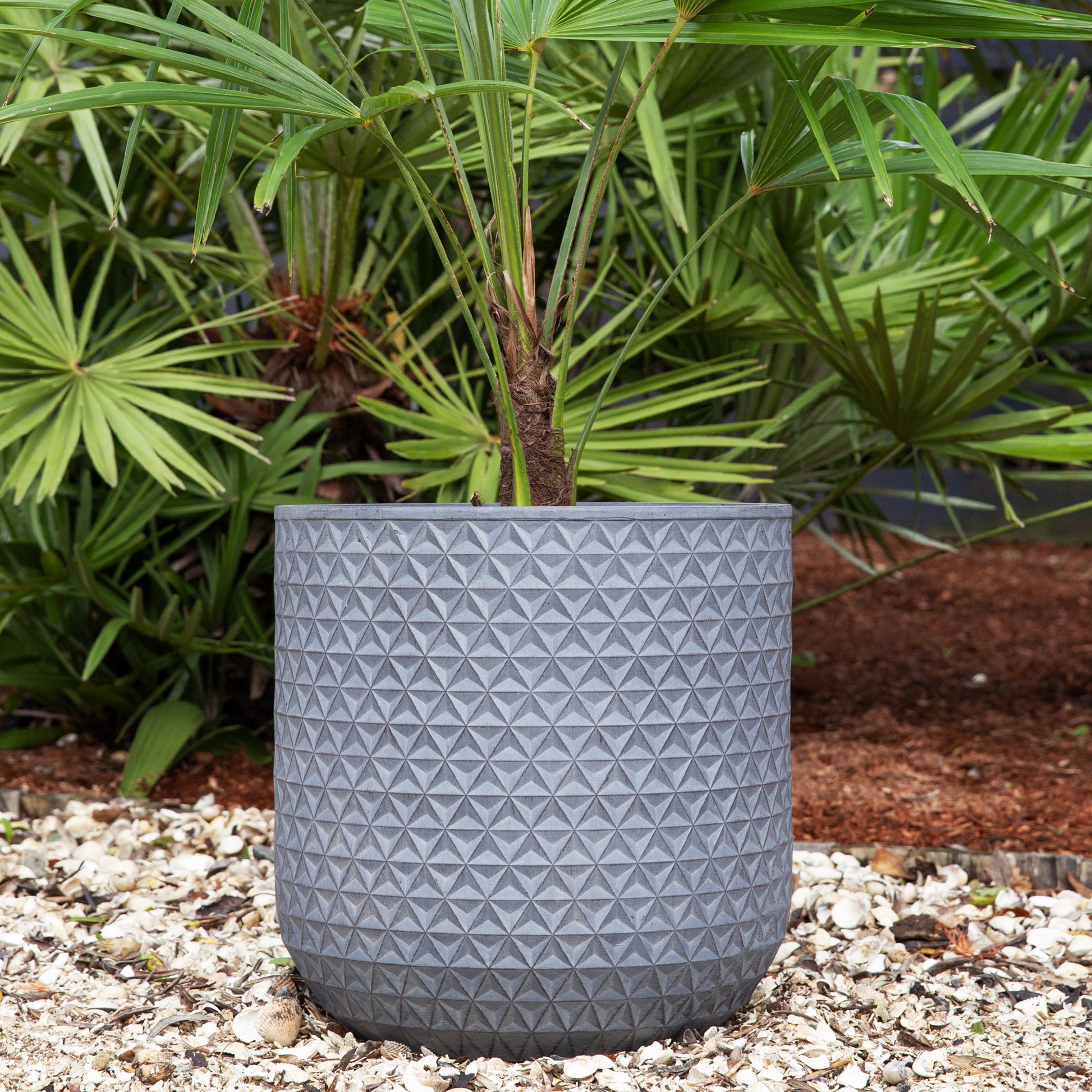 grey geometric plant pot Patterned Geometric Planter