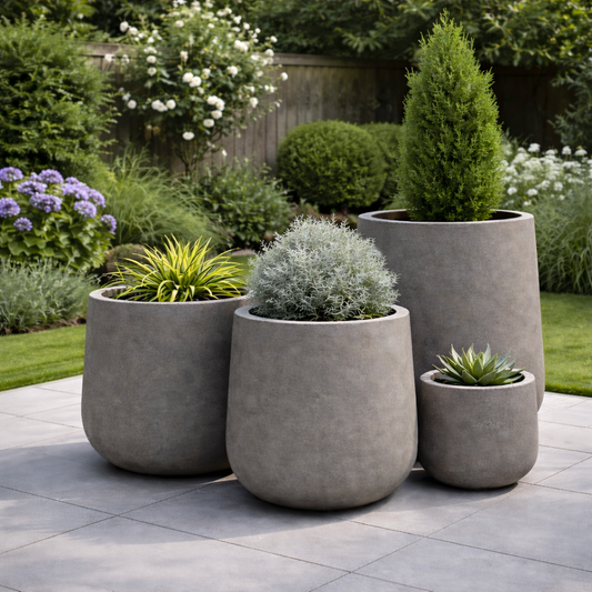 Rustic Tall Bowl Planter - Dark Grey