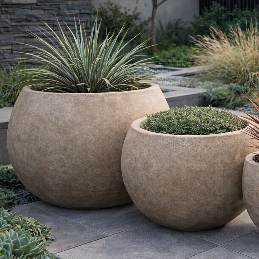 Rustic Bowl Planter - Sand