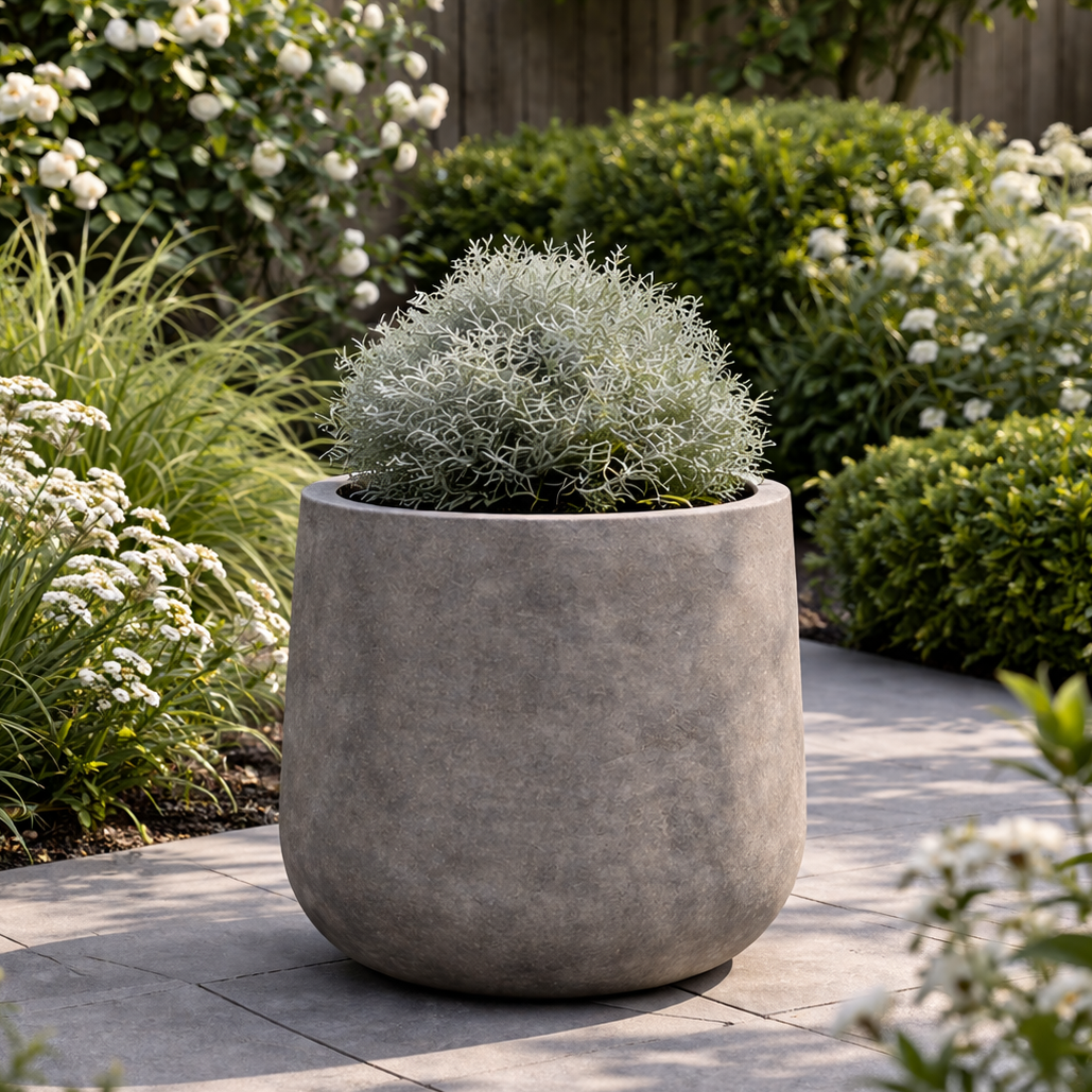 Rustic Tall Bowl Planter - Dark Grey