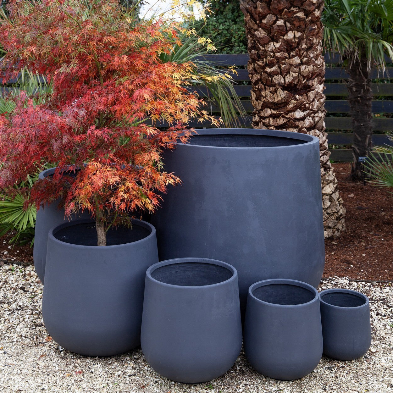 Smooth Tapered Cylinder Planter - Matt Black
